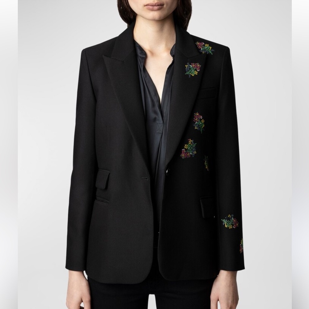 Zadig & Voltaire Black Blazer with Colorful Embroidery